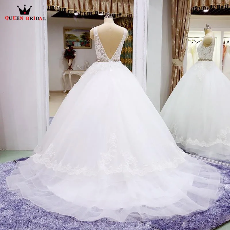 Robe De mariée nouveauté 2023 dentelle perlée ceintures longueur De plancher Robe De mariée robes De Novias dos nu Robe De mariée HC100