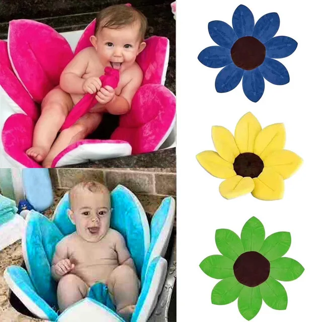 

Newborn Baby Bathtub Foldable Blooming Bath Flower Bath Tub for Baby Blooming Sink Bath For Baby Play Bath Sunflower Cushion mat