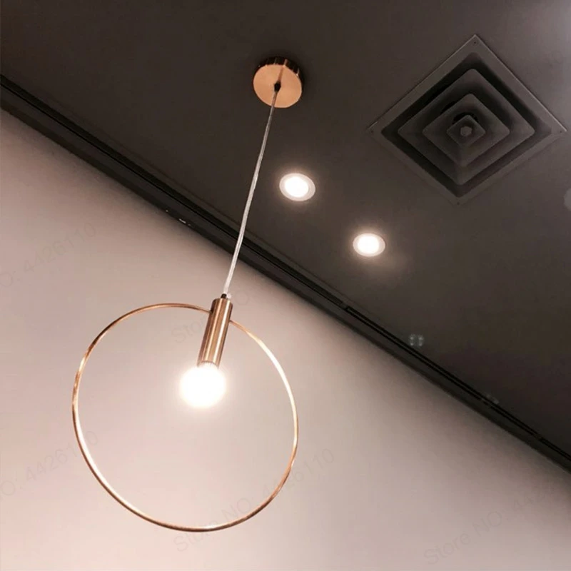 BLUBBLE Vintage Antique Golden Circle Pendant Lights Originality Plated Vacuum Modern Led lamp Bar Counter Hanglamp Simple image 3