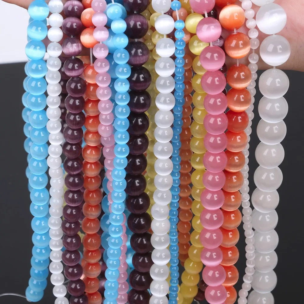 4mm 6mm 8mm Glass Cat Eye Beads for DIY Bead Strand Bracelet Choker Necklace Dangler Earrings Fashion Jewelry Findings Crafts