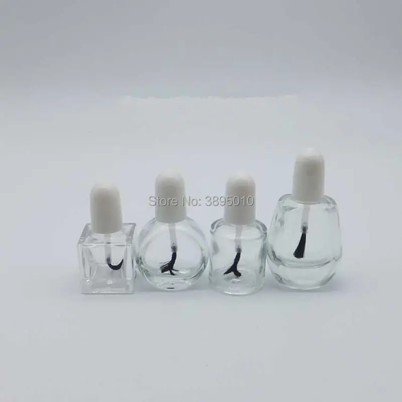 

5ml 10ml 12ml Nail Polish Bottle with Brush Refillable Empty Cosmetic Containor Transparent Glass bottle F987