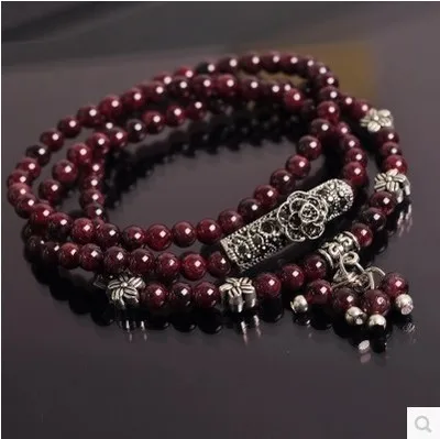 

Buddha Bead Tibetan Natural Red Garnet Stone Prayer Bead Mala Buddhist Bracelet 108 Pcs For Women Satement Jewelry