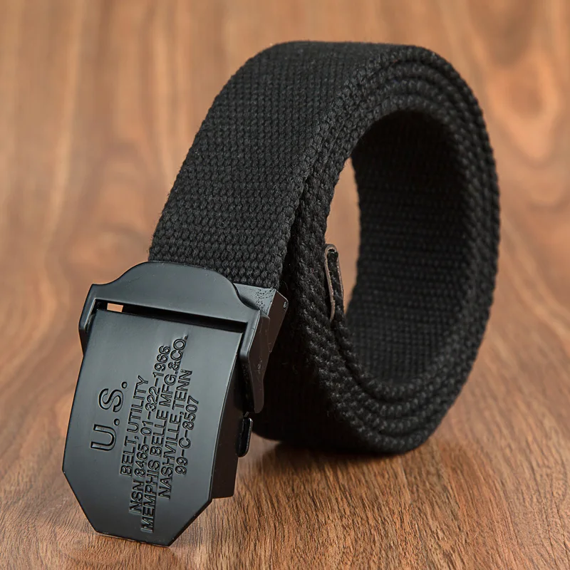 2023 Men Weave Canvas Unisex belt mens waist belt Casual Cargo Belt Military fans Automatic Buckle-Belt Male Field Tactical Belt