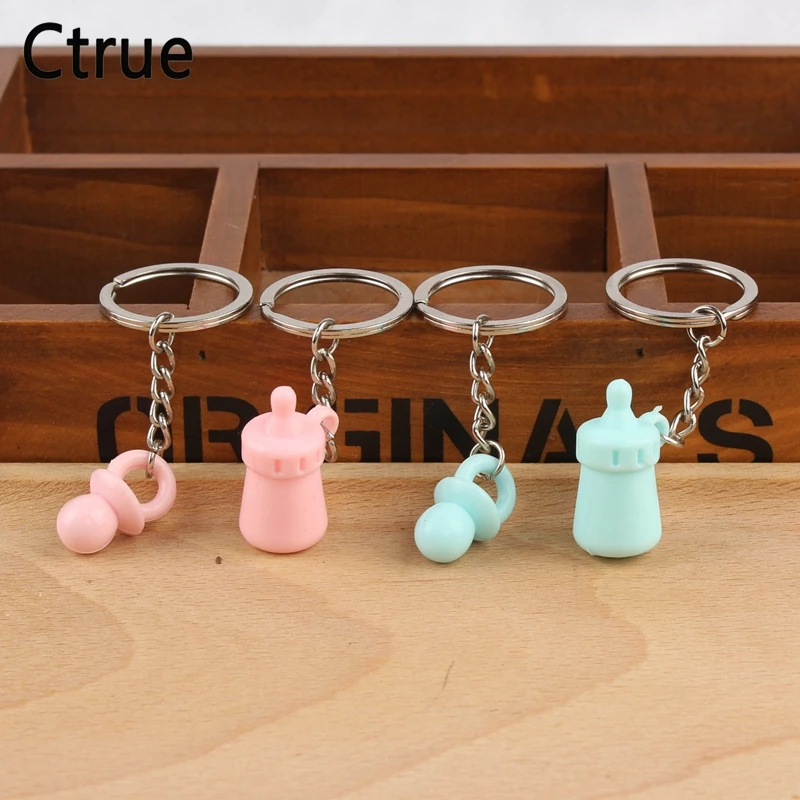 

10pair Acrylic Baby's Bottle and Nipple Keychain birthday party accessories wedding favors baby shower souvenir