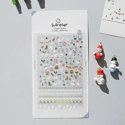 Suatelier Winter Love DIY Stickers Scrapbooking Nail Phone Diary Decoration Snowflake Snowman Tree Cutting Die Clear Craft