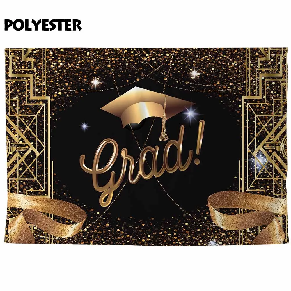 Allenjoy przyjęcie z okazji ukończenia szkoły photocall tło licencjat cap brokat czarny złoty gatsby fotografia tło photophone strzelać prop