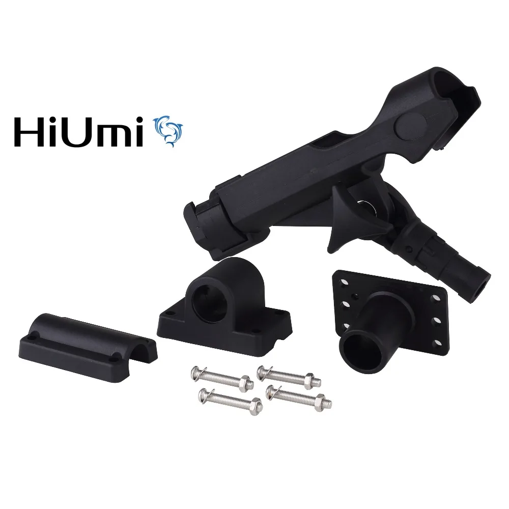 Hiumi Adjustable Black Finish ABS and Stainless Fishing Rod Holder for Boat, Kayak, pontoon boat with 3 Mount