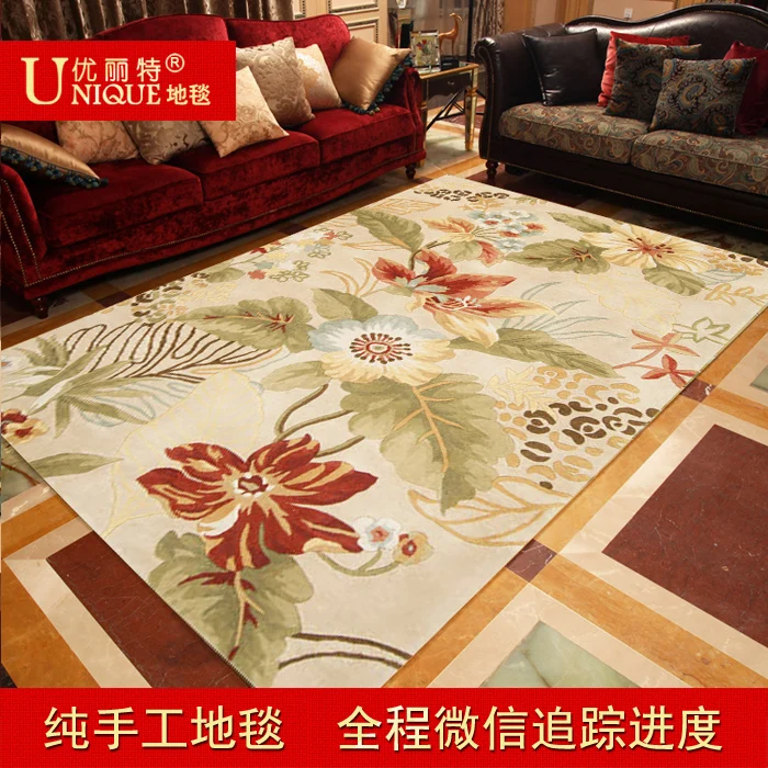 Parent pure wool handmade customize american rustic flower carpet