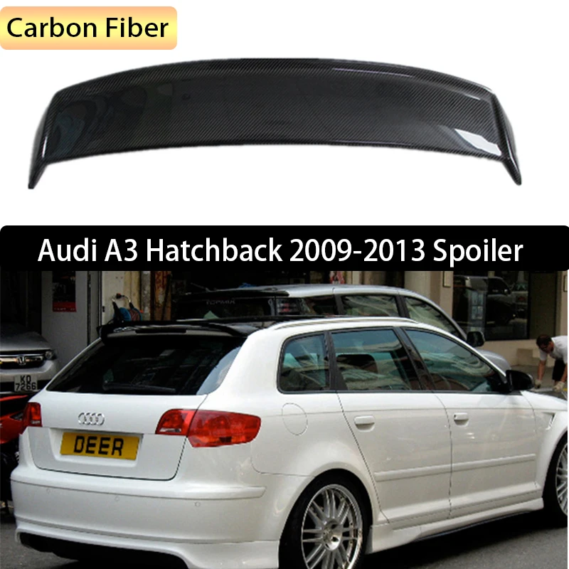 For Audi A3 Hatchback 2009-2013 Rear Wing Spoiler, Trunk Boot Wings Spoilers Carbon Fiber 3m Paste