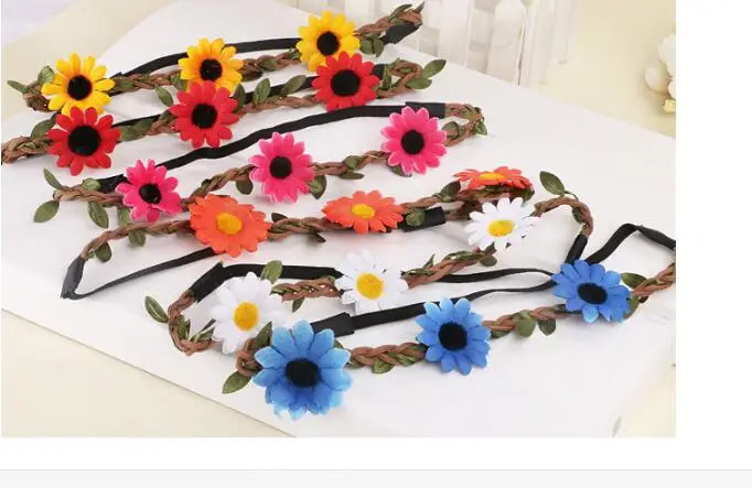 

100pcs/lot fashion woman sunflower headwear Women Floral Hair band lady flower headband