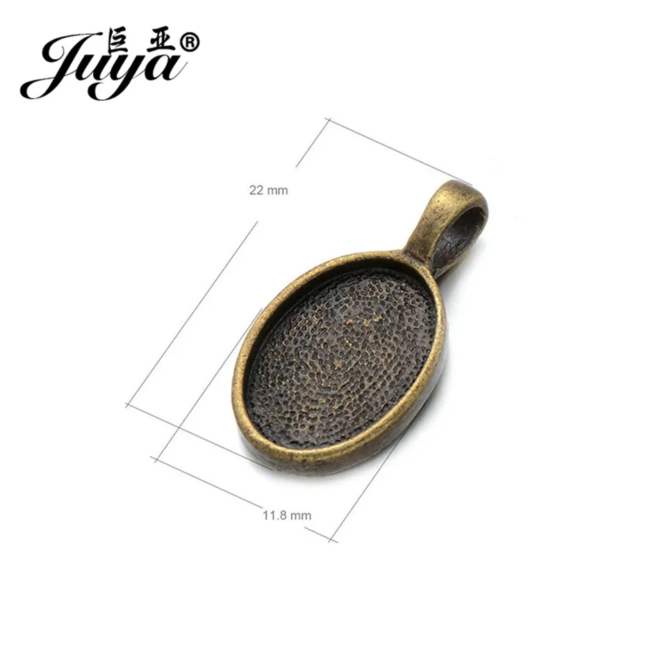 JUYA 30 teile/los Fit 10x14mm Oval Glas Anhänger Blank Einstellungen Cabochons Basen Lünette Tabletts DIY Halskette schmuck Machen Zubehör – Detail 8
