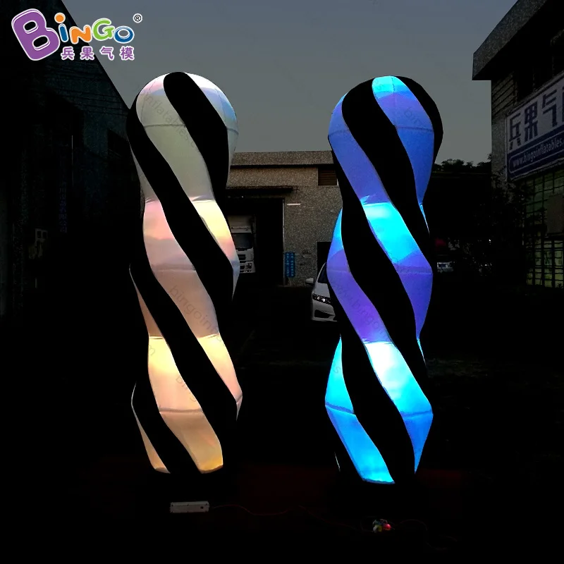 Free delivery 2.4M high LED lighting inflatable pillar for celebration color changing spiral column for advertising decoration