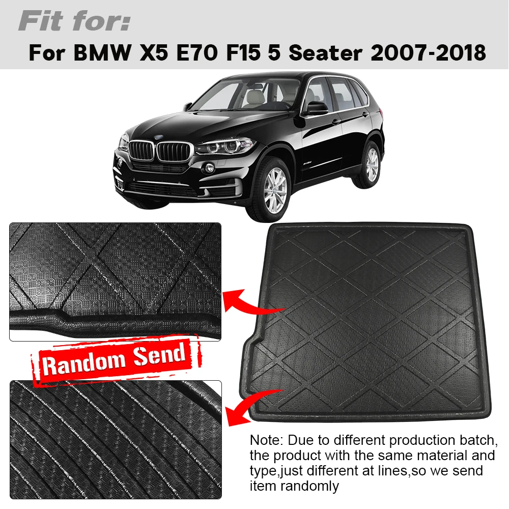 Buildreamen2 For BMW X5 E70 F15 5 Seater Wagon 2007-2018 Car Rear Trunk Liner Cargo Pad Boot Mat Floor Tray Mud Kick Carpet