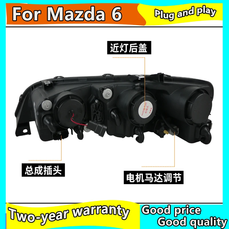 Car Styling for Mazda 6 Headlights 2004-2012 Mazda6 LED Headlight LED DRL Hid Head Lamp Angel Eye Bi Xenon Accessories