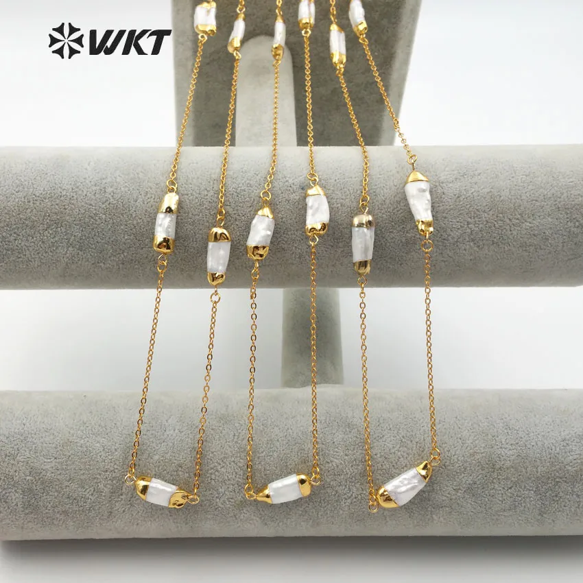 WT-N1120 Wild Coast Jewelry Necklace Gold Capped Freshwater Pearl Pendant With Gold Layer Necklace Gift For Women