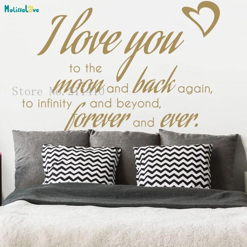 I Love You to the Moon and Back Again Vinyl Wall Sticker Home Decoration Self-adhesive New Vinyl Decals For Living Room YT606