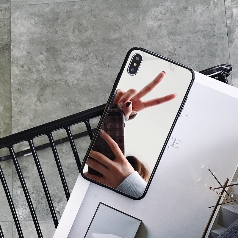 Black Edge Mirror Phone Case For iPhone 17 16 15 14 13 12 11 Pro
