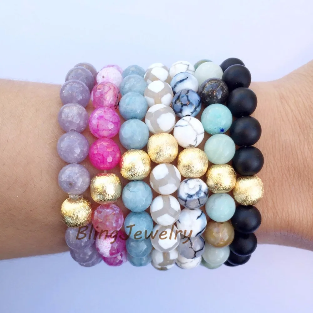 

Dust Matte Ball Bracelet Amazonite Dzi Agates Beads Bracelets BM23739