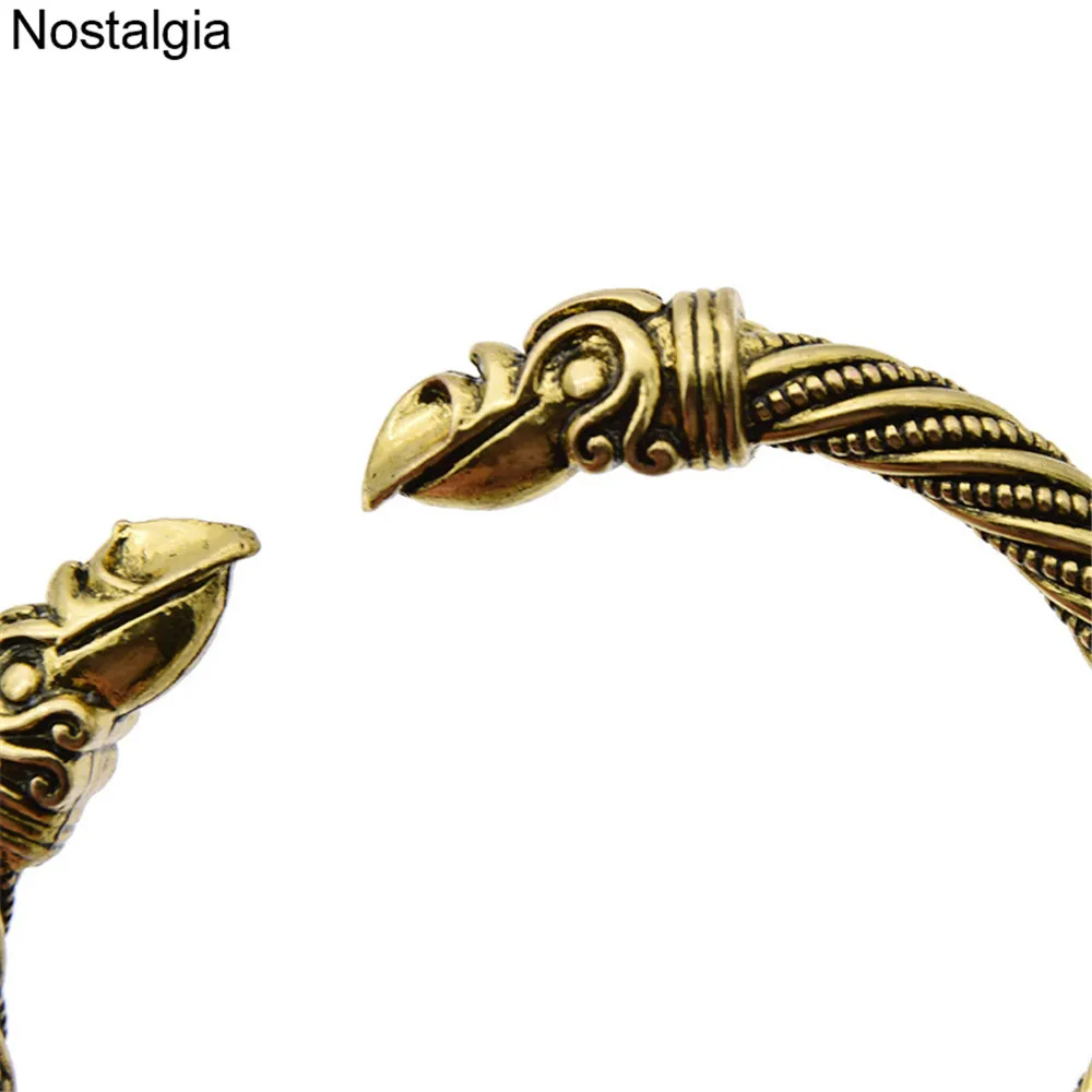 Nostalgia Vikingos Odin Raven Heads Pulseira Viking Jewelry Mens Hand Cuffs Open Nail Bracelet Vikingo Bangle Jwelry For Women