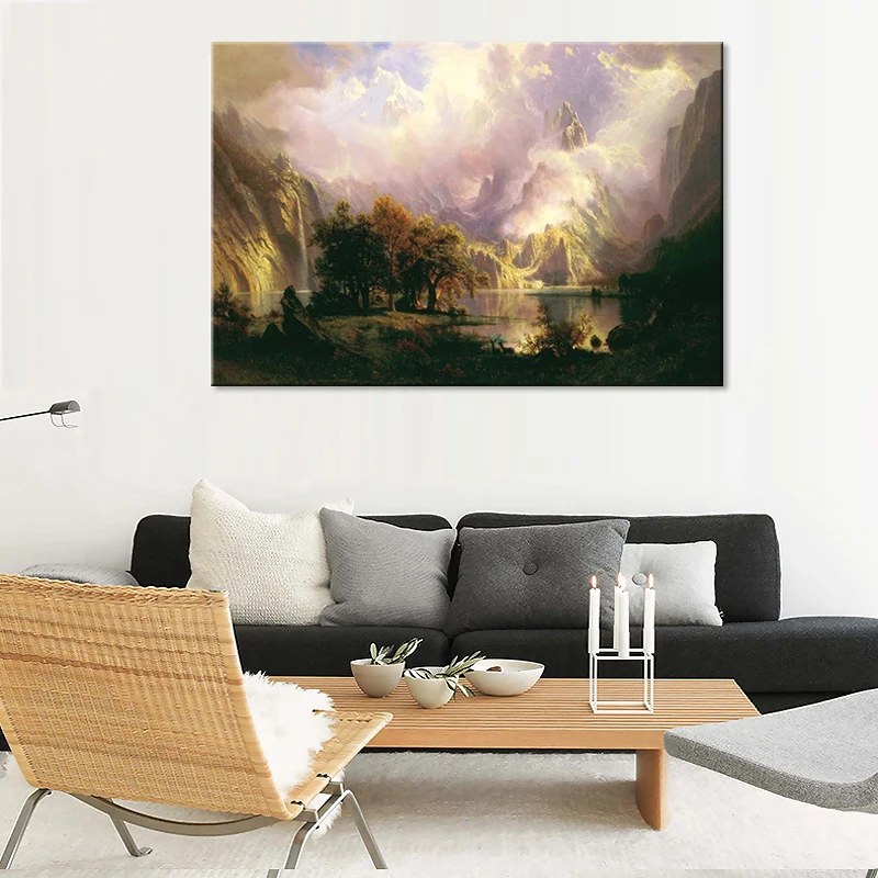 

JHLJIAJUN Modern Canvas Painting Valley Lake Painting Nordic Wall Art Print And Poster Dining Living Home Bedroom Decor Poster