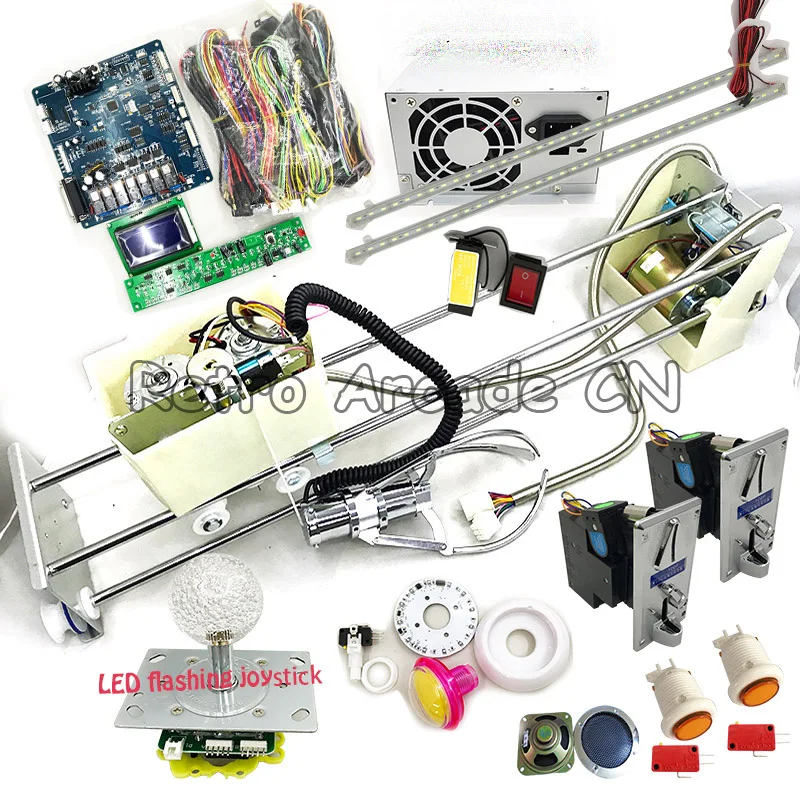 Arcade Claw Crane Machine PCB PP Tiger Crane Machine DIY full kit with 2 coin acceptors crane claw joystick buttons speaker