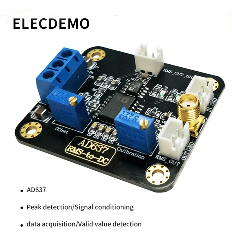 AD637 Modul RMS Deteksi Modul Puncak Tegangan Deteksi Modul Tegangan DC Output dengan Low Pass Filter Fungsi Dewan Demo