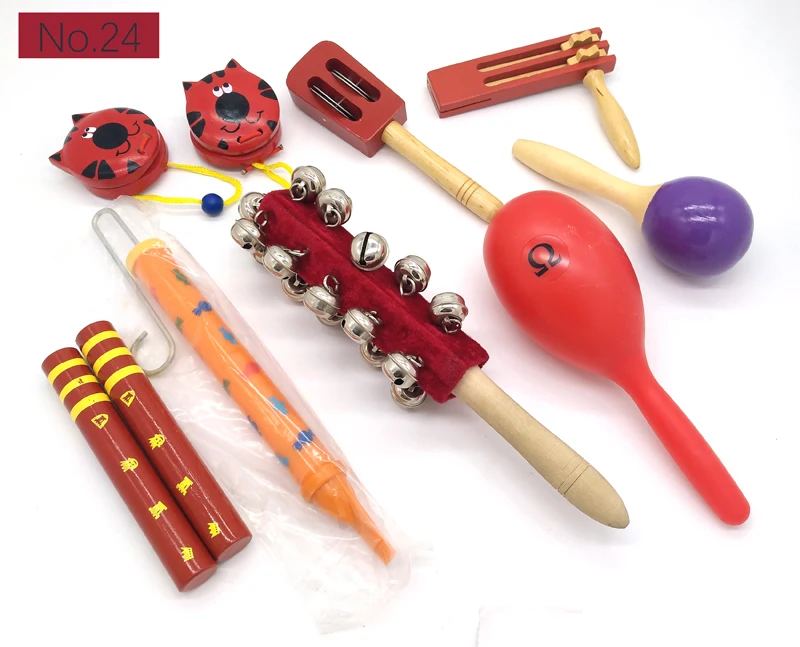 BIG SALE 6pc new musical instruments toy set wooden percussion instruments for baby preschool kids music rhythm educational