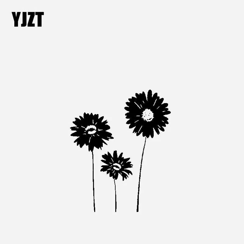 YJZT 14CM*16.9CM Creative Design Car Sticker Vinyl Decal Sunflowers Revolving Around The Sun Black/Silver C23-0426