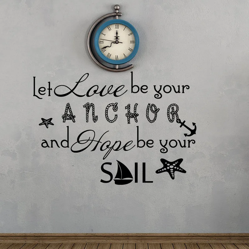 ZOOYOO Let Love Be Your Anchor Quote Wall Stickers Home Decor Vinyl Wall Decals Living Room Bedroom Wallpaper Decoration Murals