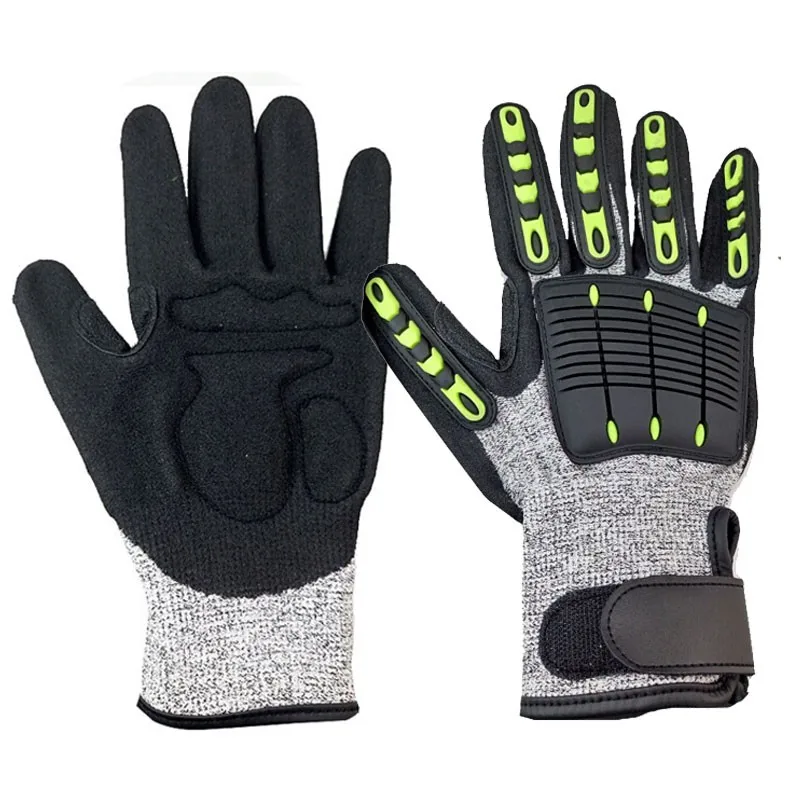 NMSafety Anti-Vibration Anti-Cut Glove Oilproof with TPR On Back Safety Working Gloves Mechanics Cut Resistant Glove