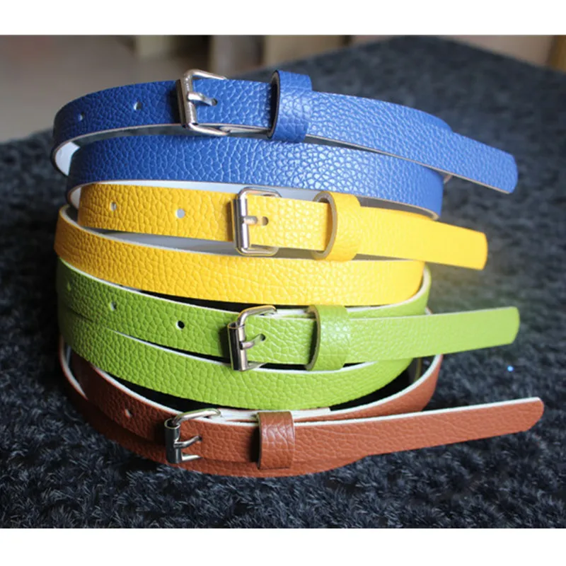Colorful Women Belt PU Faux Leather Female Belts Black White Red Blue Green Orange Yellow Pink Brown Ladies Wholesale Belt Strap