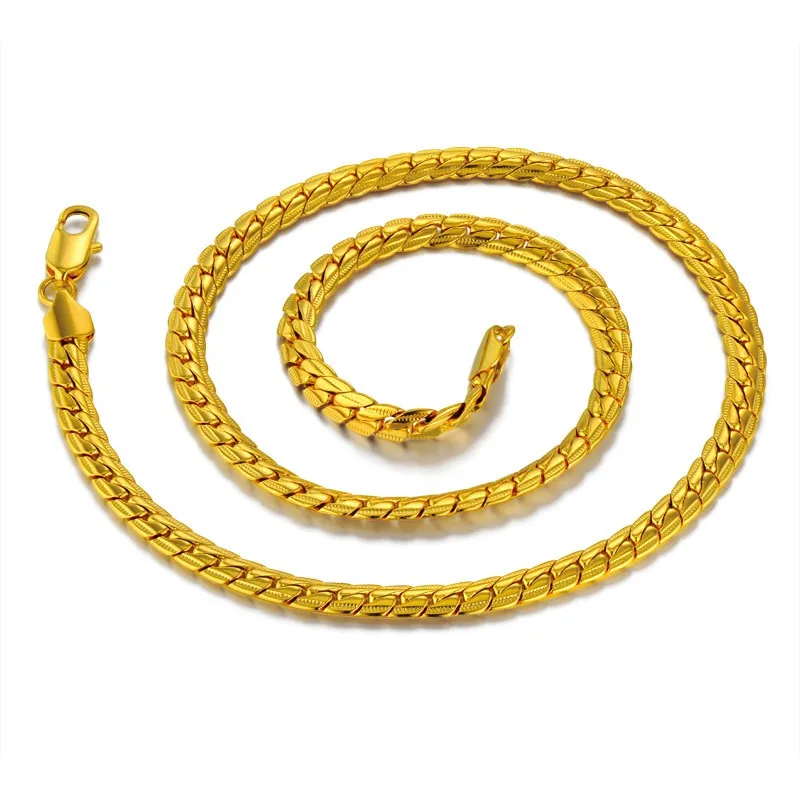 Vintage Flat Snake Chain Necklaces Male Gold Color Stainless Steel Golden Neck Chains For Men Punk Jewelry Dropshipping XL681