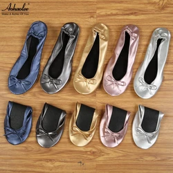 Aohaolee After Party Shoes Fashion Women Shoes Flats Portable Fold Up Bridal Prom Ballerinas Flat Shoes Roll Up Foldable Ballets