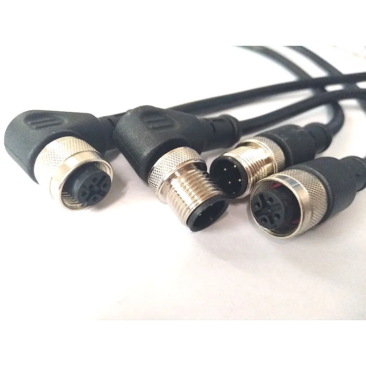 M12 Connector boule side plug 5m Cable plug Male to Female 4P 5P 8Pin PVC line A Type angle & straight