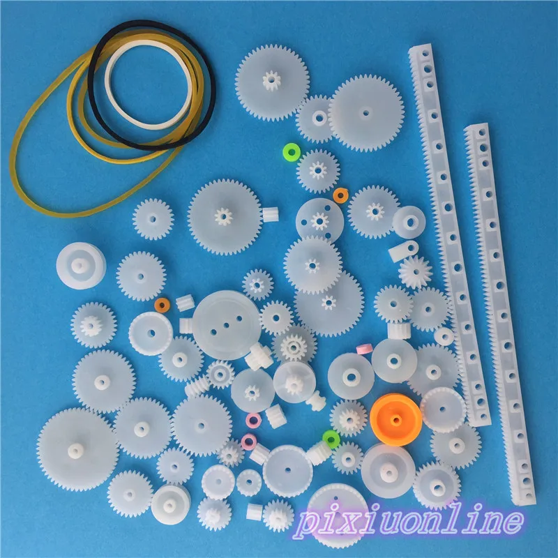 75pcs K014Y Plastic Gear Set DIY Rack Pulley Belt Worm Single Double Gears All The Module for DIY High Quality On Sale