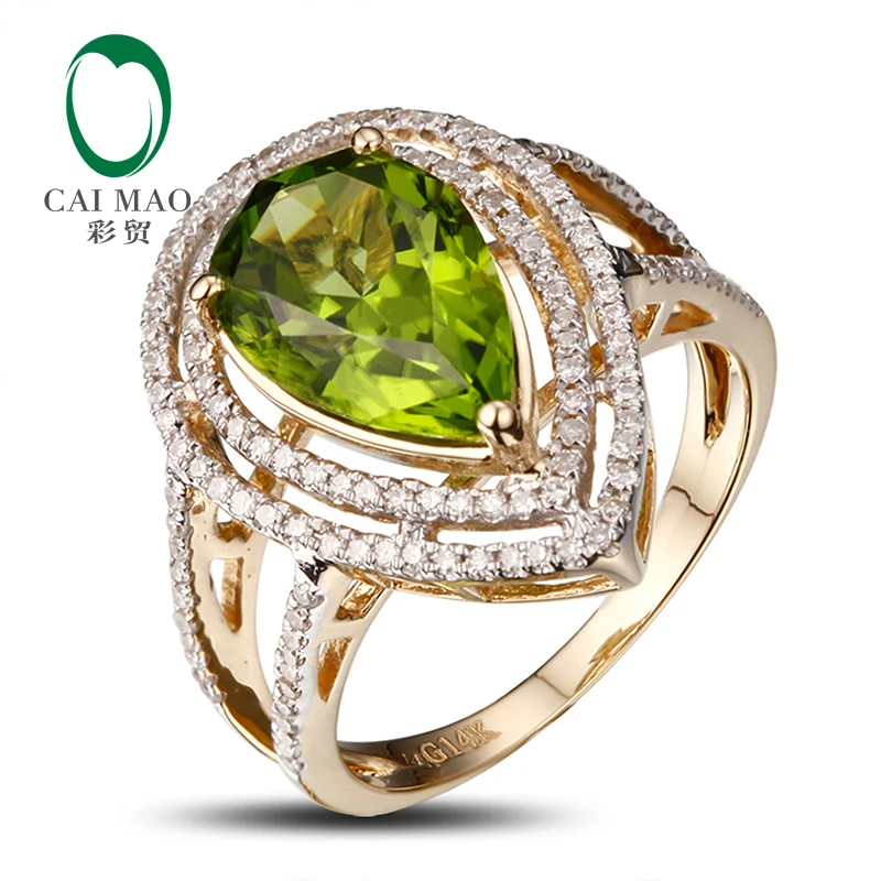 New Arrivals Wholesale 14k Yellow Gold Peridot Ring, Free Shipping, Fashion