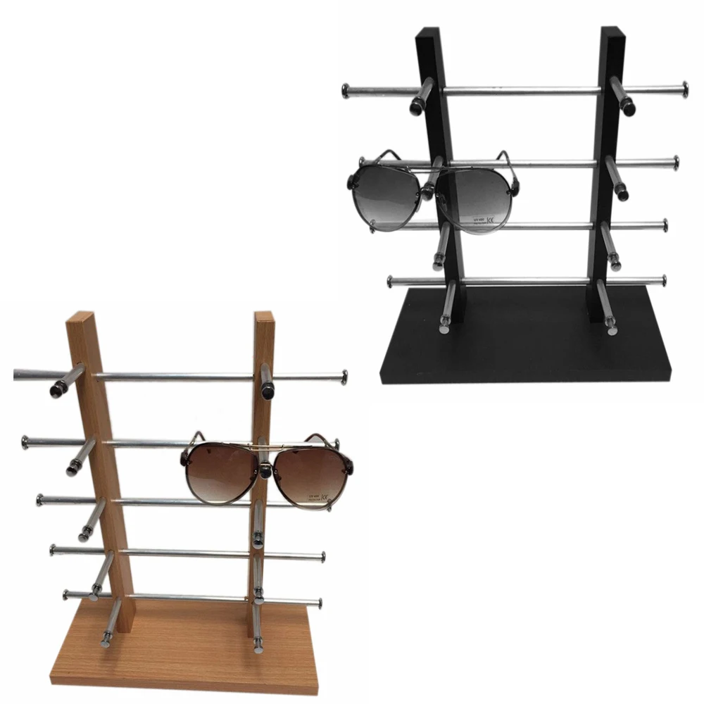 SZanbana Two Row Four Layers 8 Pairs Sunglasses Showing Rack Frame Rack Holder Glasses Sale Show Display Wood Stand Organizer