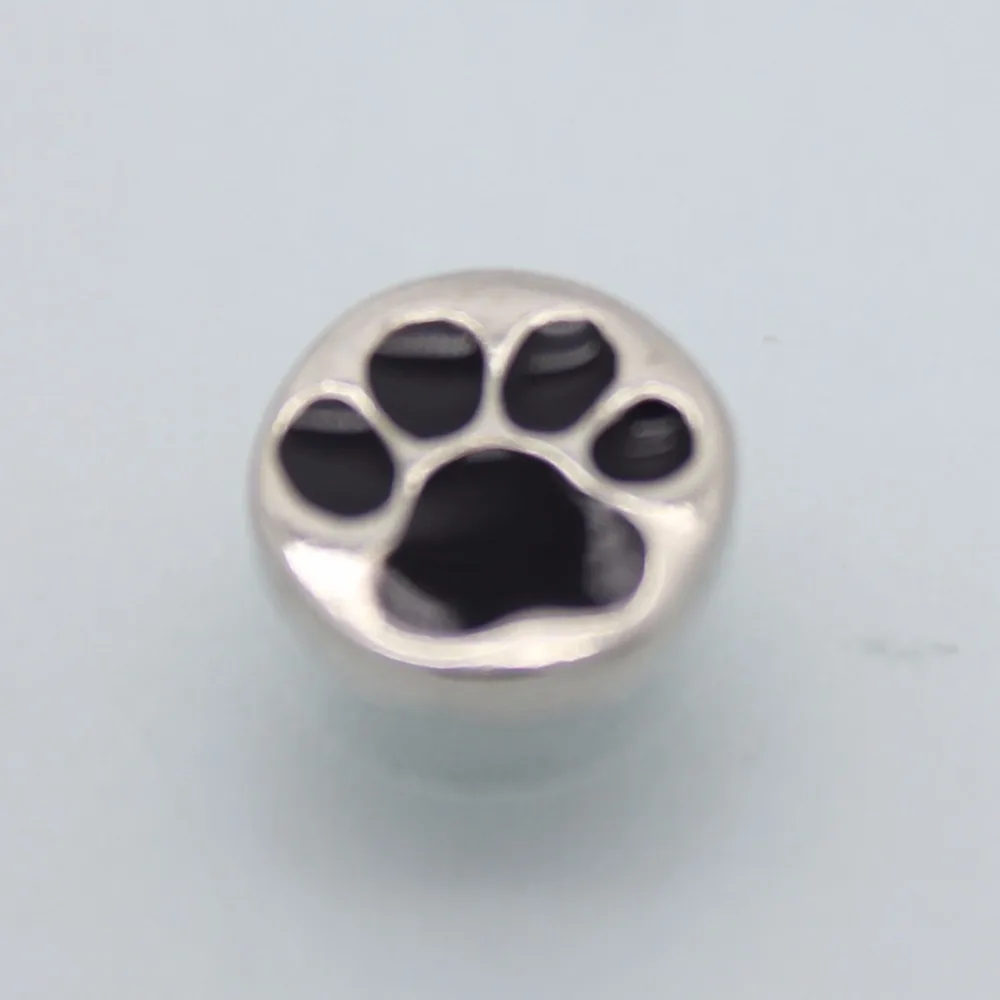 slide charm Free shipping 5pcs new black dog footprints popular box pendant jewelry accessories  wholesale