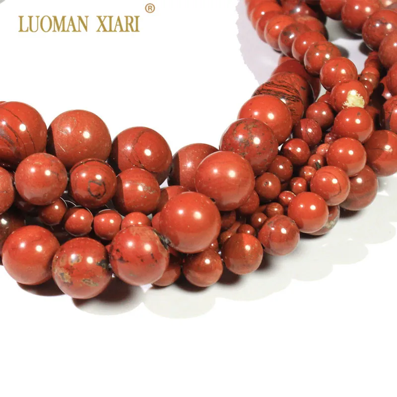 Wholesale Natural Round Red Jaspers Stone Beads For Jewelry Making DIY Bracelet Necklace Material 4/ 6/8/10 /12 mm Strand 15\'\'