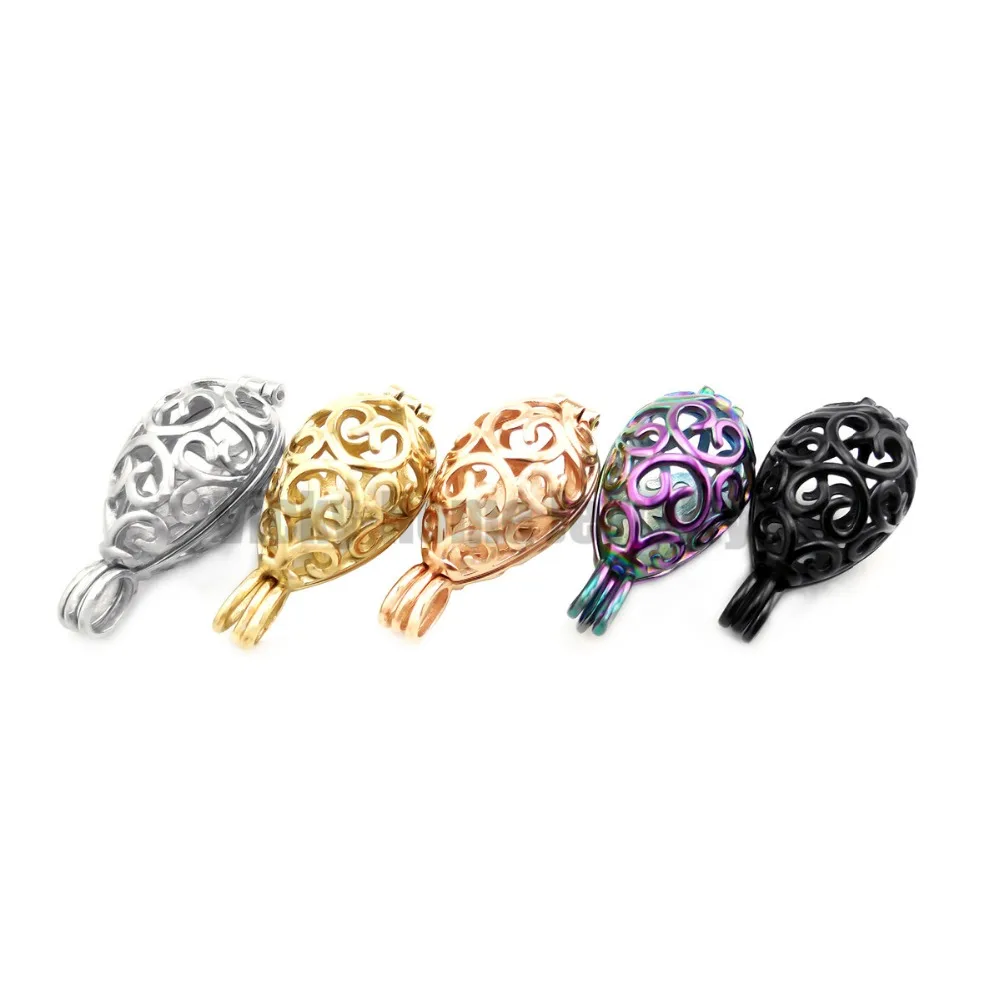 Chains as Gift! 31mm*11mm*12mm Heart Steel Oval Essential Oils Cage Diffuser Perfume Aroma Locket 316L Stainless Steel