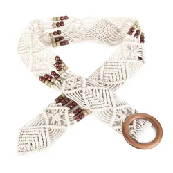 Cinturón de cintura trenzada Retro para mujer, ancho de banda, bohemio, decorativo, a la moda, superancho, 100-105CM, cadena de cintura Ms, 1 pieza