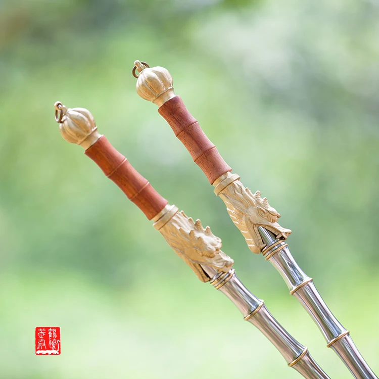 Solid Stainless Steel Bamboo Joint Double Whips Collection, High-grade Standard, Martial Arts Practice