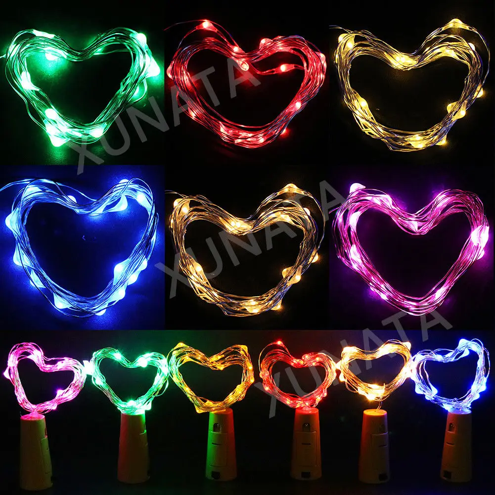 

Led String Button Battery powered Bottle fairy lights Copper Sliver wire outdoor decoration Christmas festival string light