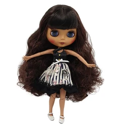 ICY DBS blythe doll pelle nera viso opaco corpo articolato capelli castani misti neri. No.BL950/0222
