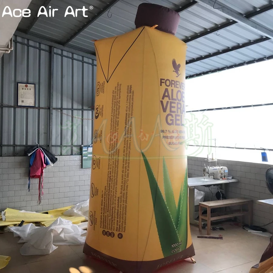 Privately Customized Advertising Inflatable Model Aloe Bottle Replica with Unbounded Printing for Promotion