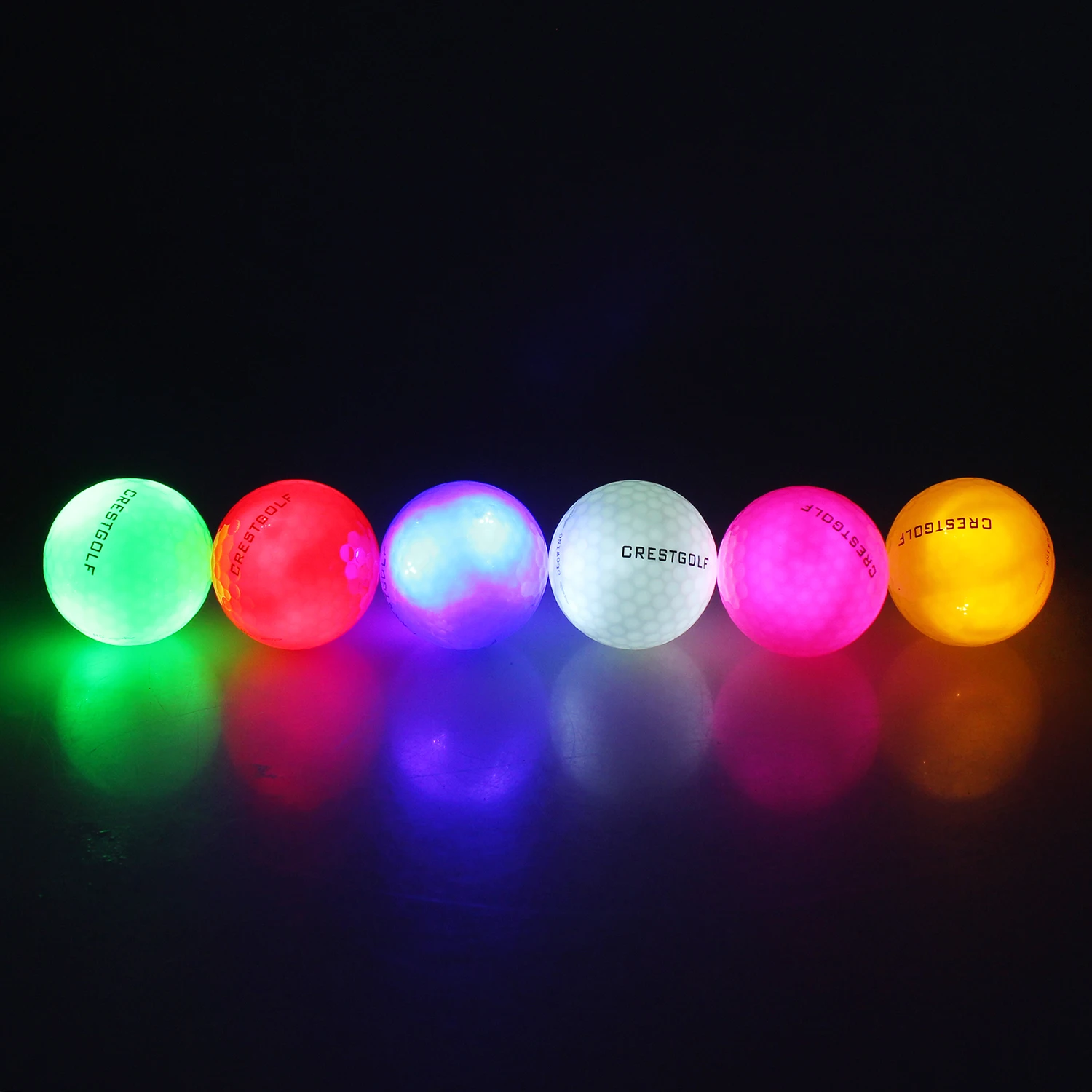 Crestgolf-pelotas de Golf que brillan en la oscuridad, luz nocturna, LED, seis colores para su elección, paquete de 10 unidades