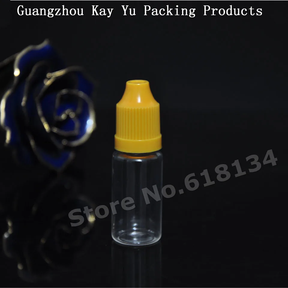 Hot selling 5000pcs plastic PET transparent bottle 10ml dropper bottle with childproof cap