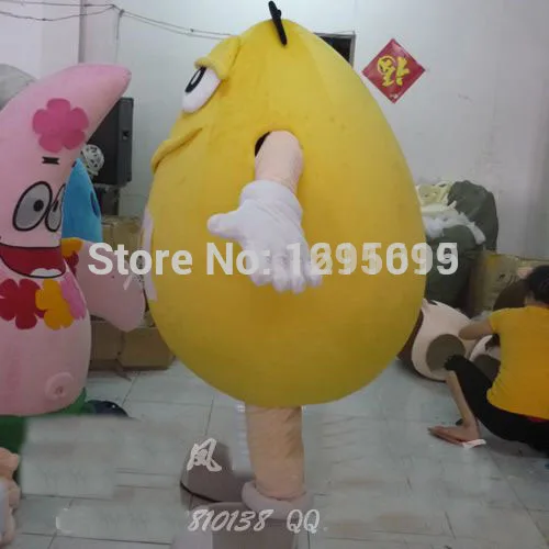 2018 New free shipping M M YELLOW M&M Chocolate Candy Mascot Costume Halloween prop,factory direct