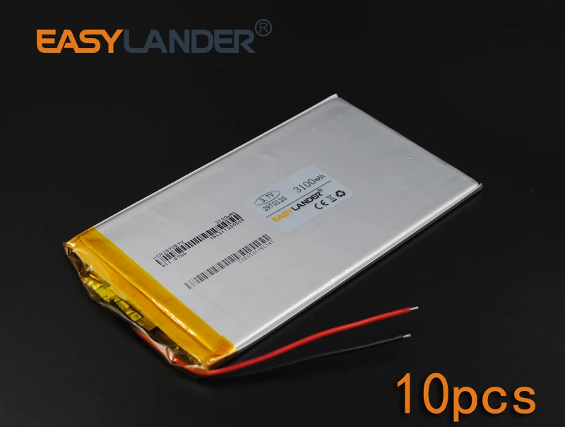 

10pcs/Lot 3.7V 3100mAh 2970125 Rechargeable Lithium Li-ion Polymer Battery