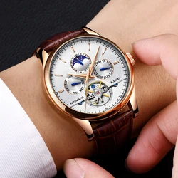 LIGE Luxury Brand Men Watches Automatic Mechanical Watch Tourbillon Sport Watches Automatic Date Clock Waterproof Wristwatch+ox